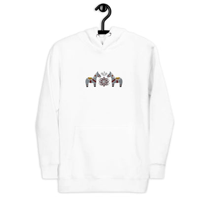 Swedish Gray Dala Horse Embroidered Hoodie - The Global Wanderer