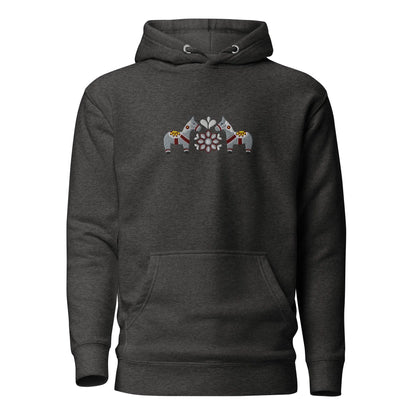 Swedish Gray Dala Horse Embroidered Hoodie - The Global Wanderer