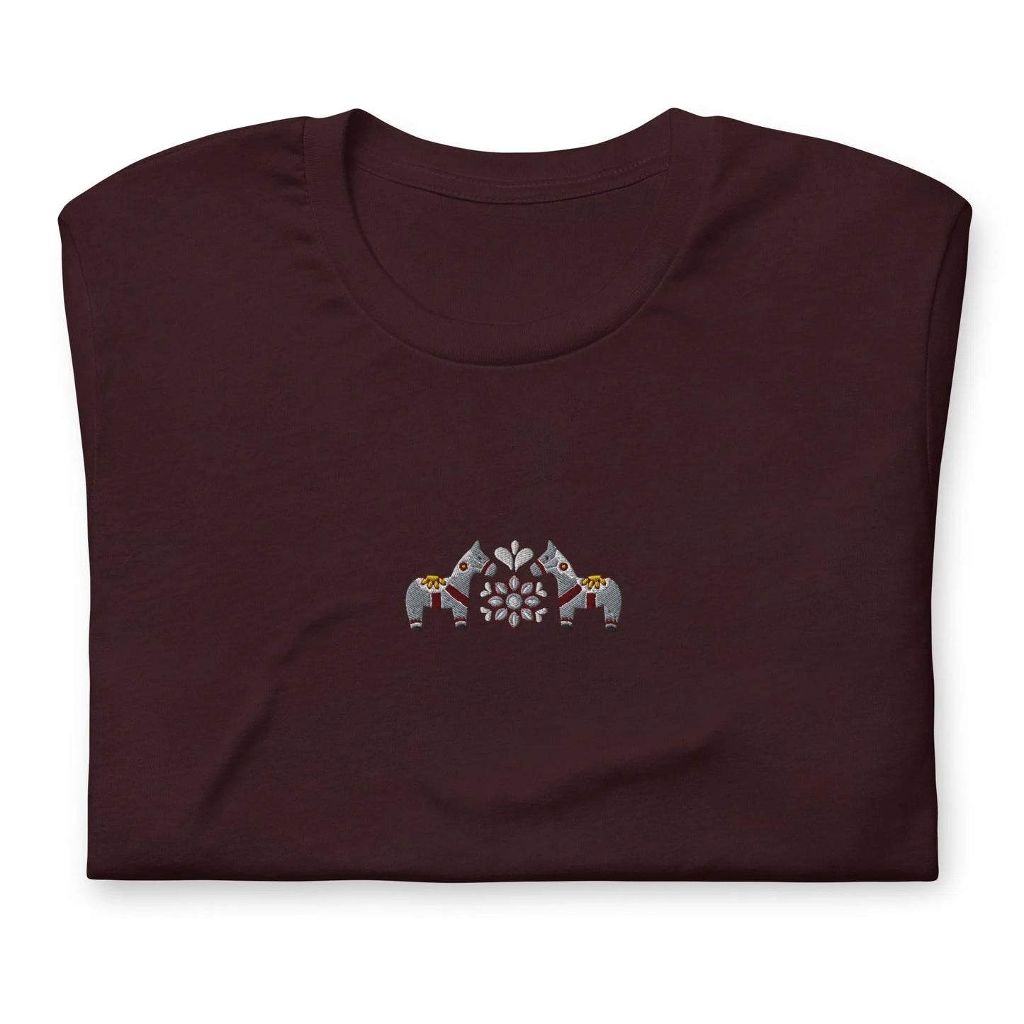 Swedish Gray Dala Horse Embroidered T-Shirt - The Global Wanderer