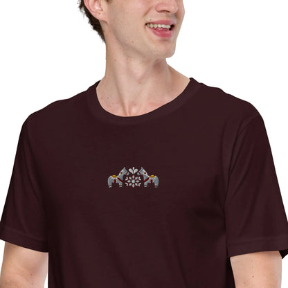 Swedish Gray Dala Horse Embroidered T-Shirt - The Global Wanderer