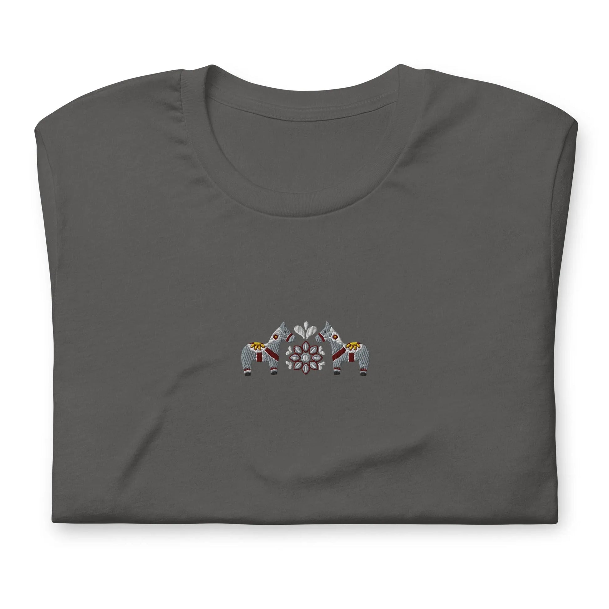 Swedish Gray Dala Horse Embroidered T-Shirt - The Global Wanderer