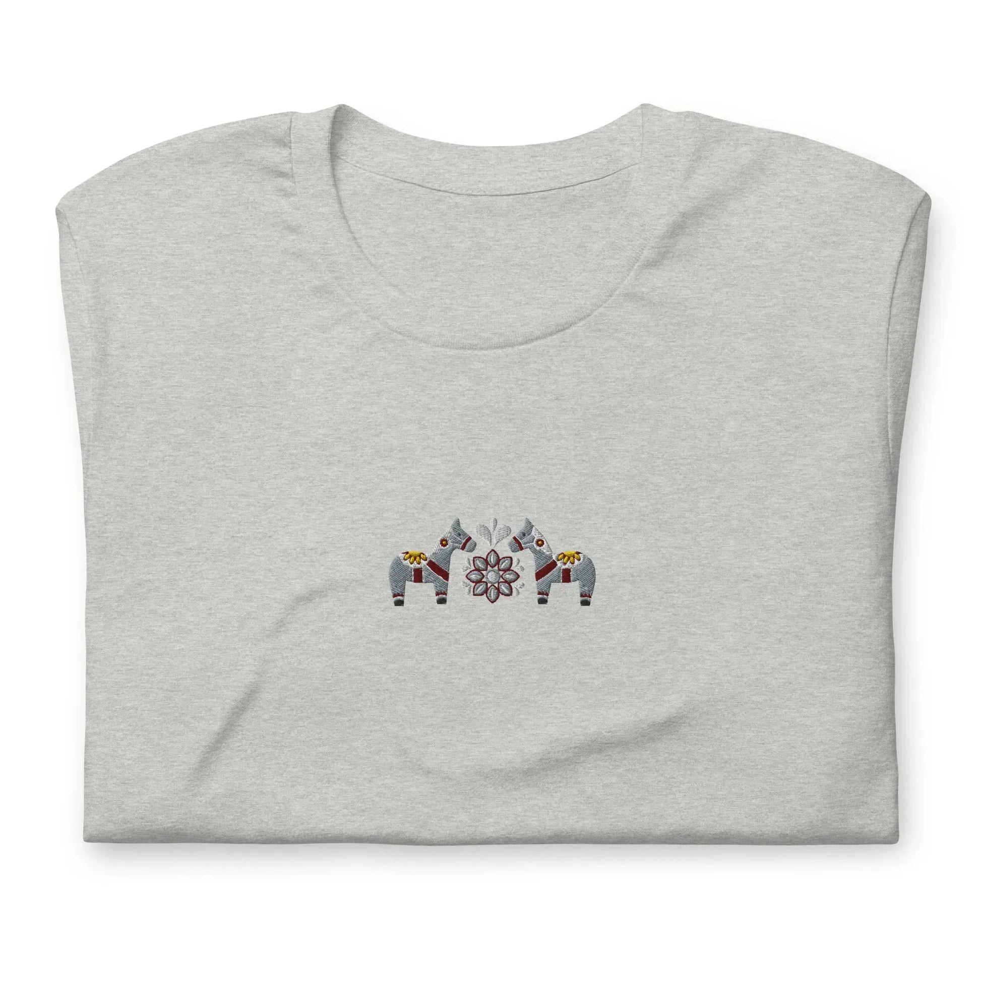 Swedish Gray Dala Horse Embroidered T-Shirt - The Global Wanderer