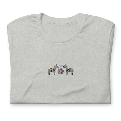 Swedish Gray Dala Horse Embroidered T-Shirt - The Global Wanderer