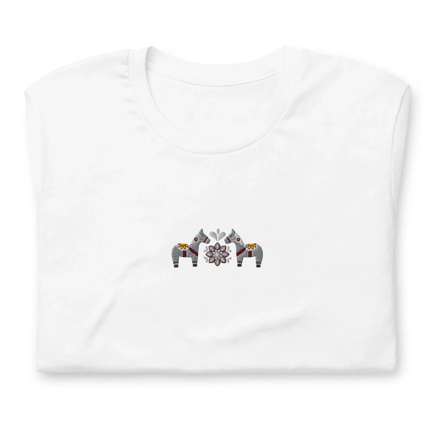 Swedish Gray Dala Horse Embroidered T-Shirt - The Global Wanderer