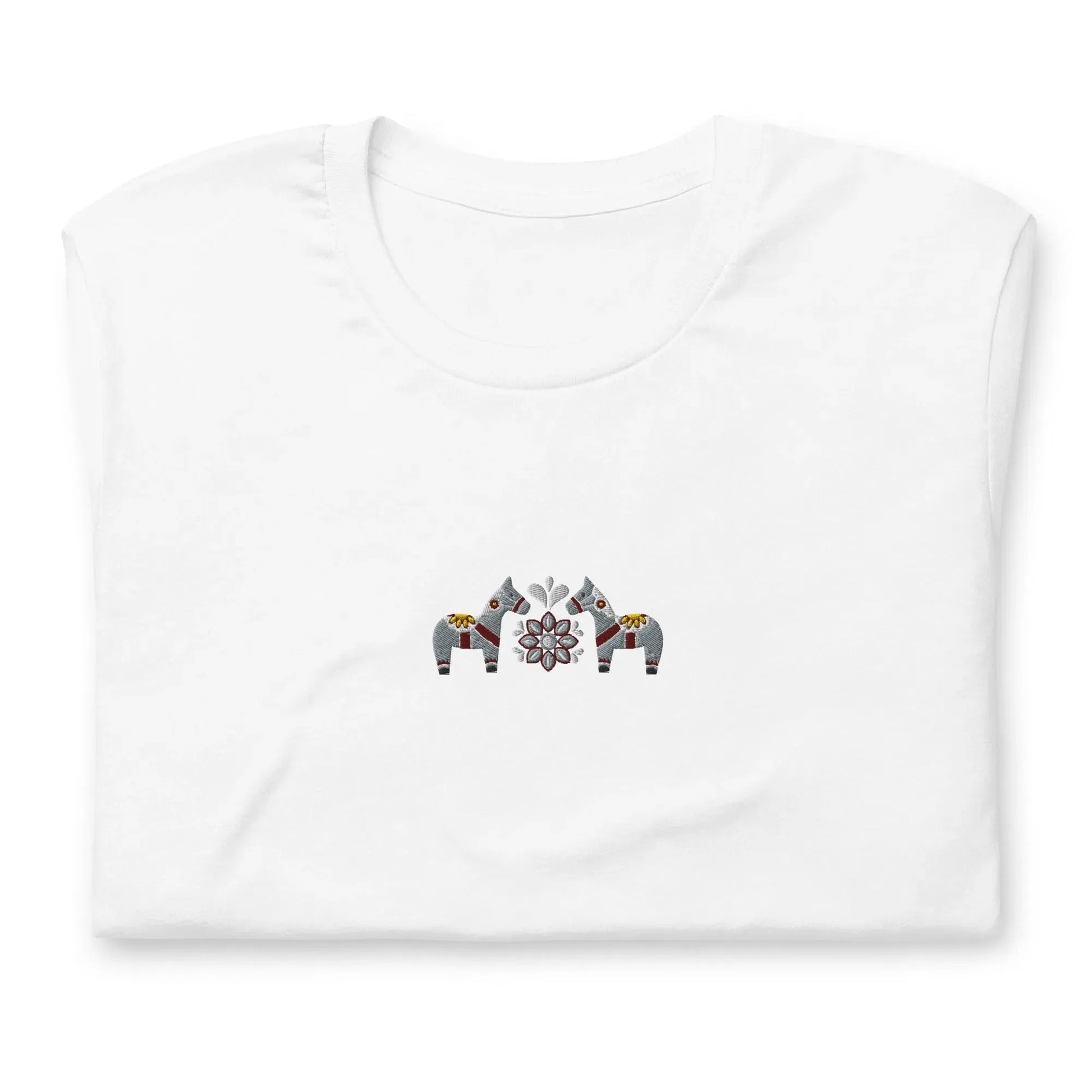 Swedish Gray Dala Horse Embroidered T-Shirt - The Global Wanderer