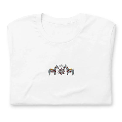 Swedish Gray Dala Horse Embroidered T-Shirt - The Global Wanderer