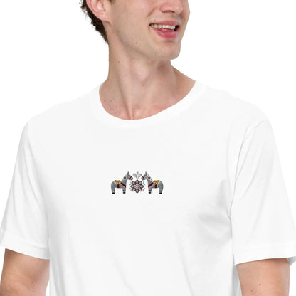 Swedish Gray Dala Horse Embroidered T-Shirt - The Global Wanderer