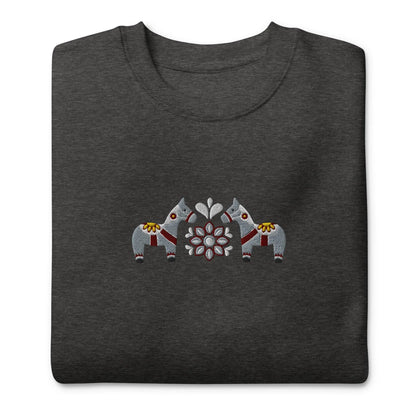 Swedish Gray Dala Horse Sweatshirt - Embroidered - The Global Wanderer