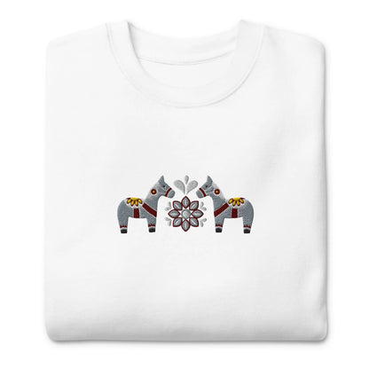 Swedish Gray Dala Horse Sweatshirt - Embroidered - The Global Wanderer