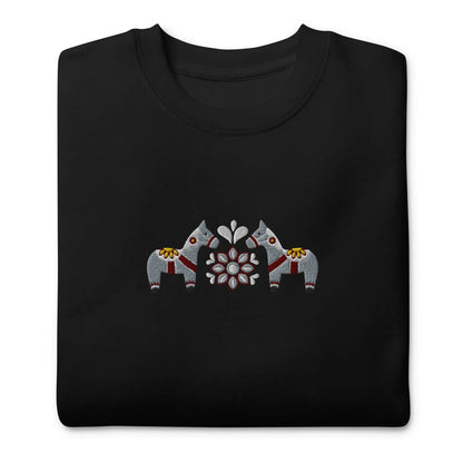 Swedish Gray Dala Horse Sweatshirt - Embroidered - The Global Wanderer