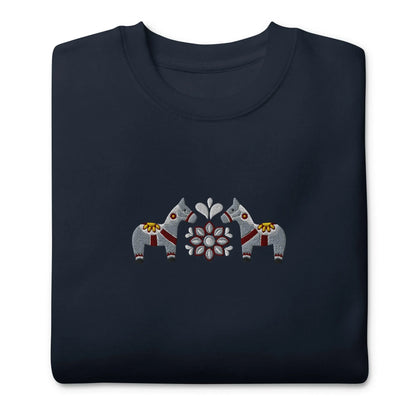 Swedish Gray Dala Horse Sweatshirt - Embroidered - The Global Wanderer