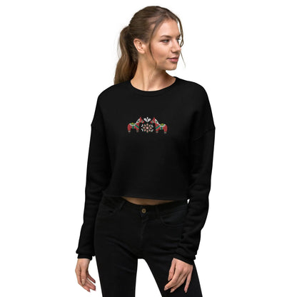 Swedish Red Dala Horse Cropped Sweatshirt - Embroidered - The Global Wanderer