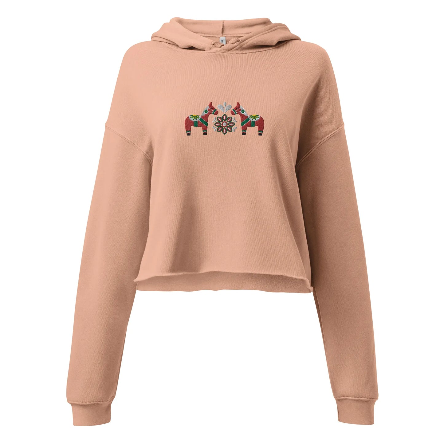 Swedish Red Dala Horse Embroidered Cropped Hoodie - The Global Wanderer