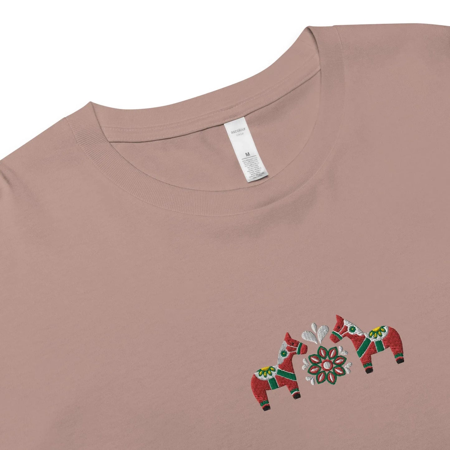 Swedish Red Dala Horse Embroidered Cropped T-Shirt - The Global Wanderer