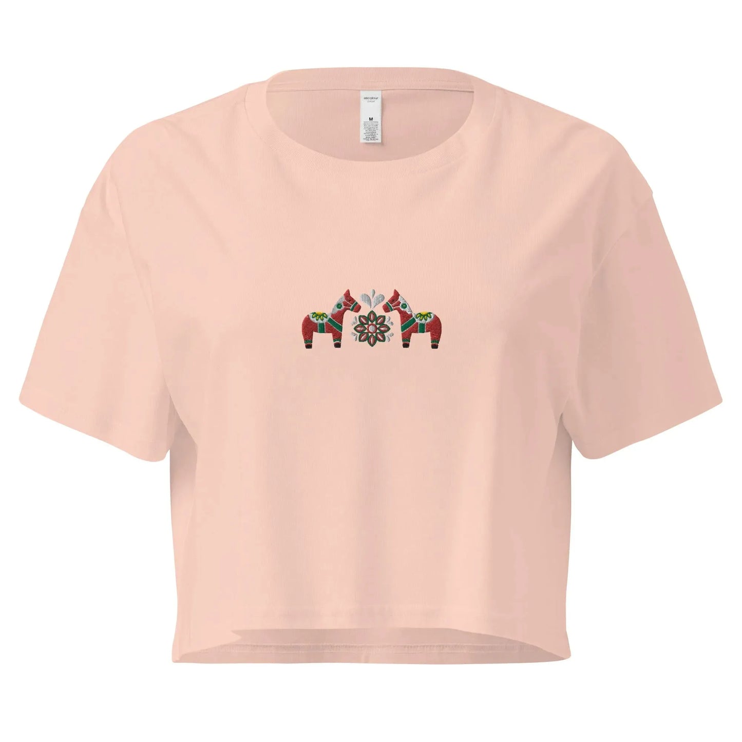 Swedish Red Dala Horse Embroidered Cropped T-Shirt - The Global Wanderer