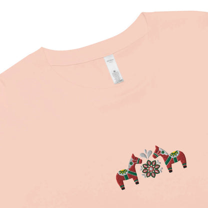 Swedish Red Dala Horse Embroidered Cropped T-Shirt - The Global Wanderer