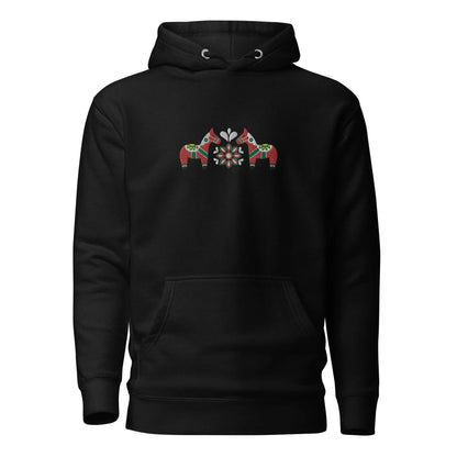 Swedish Red Dala Horse Embroidered Hoodie - The Global Wanderer