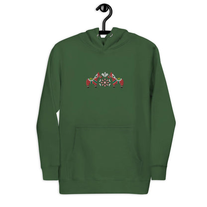 Swedish Red Dala Horse Embroidered Hoodie - The Global Wanderer