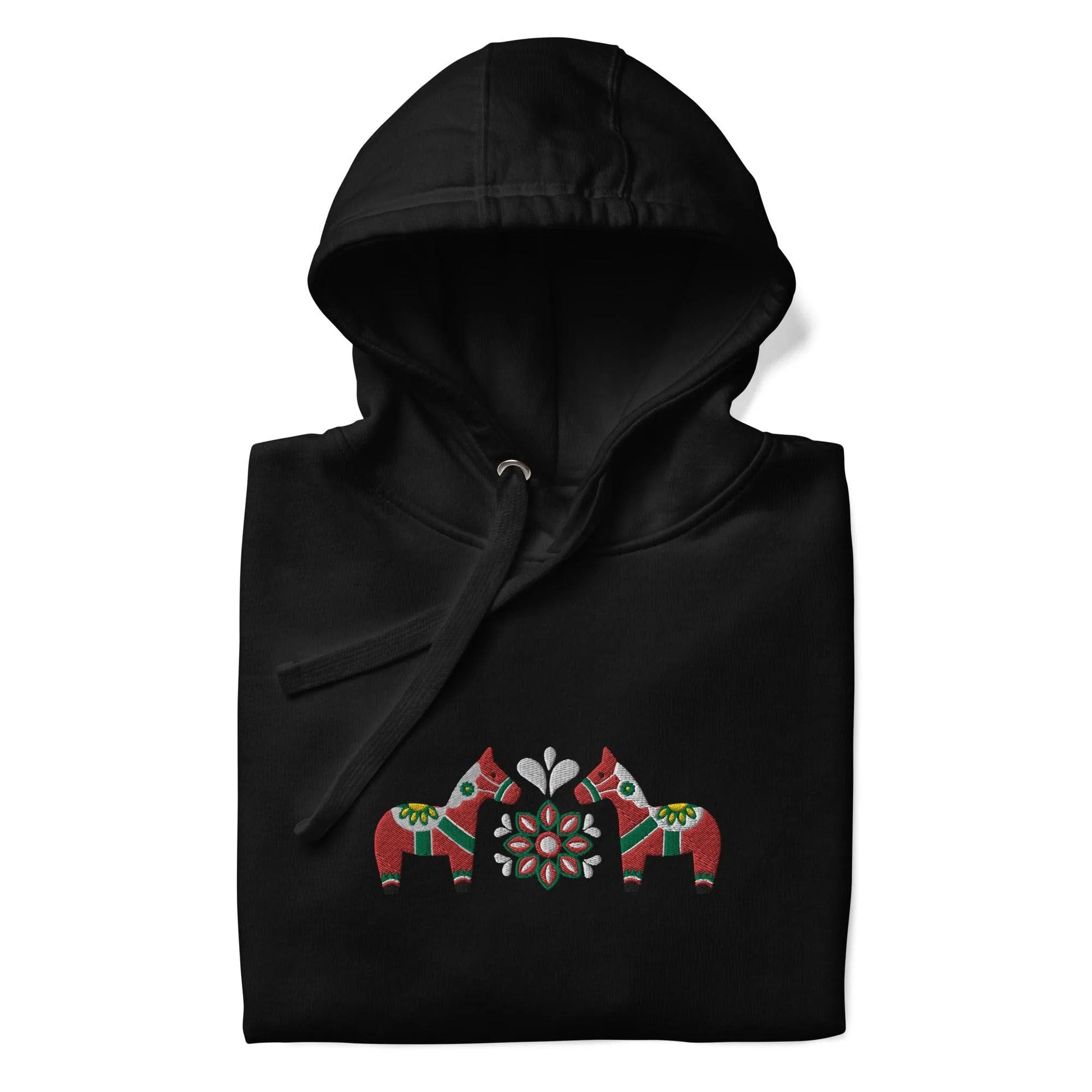 Swedish Red Dala Horse Embroidered Hoodie - The Global Wanderer