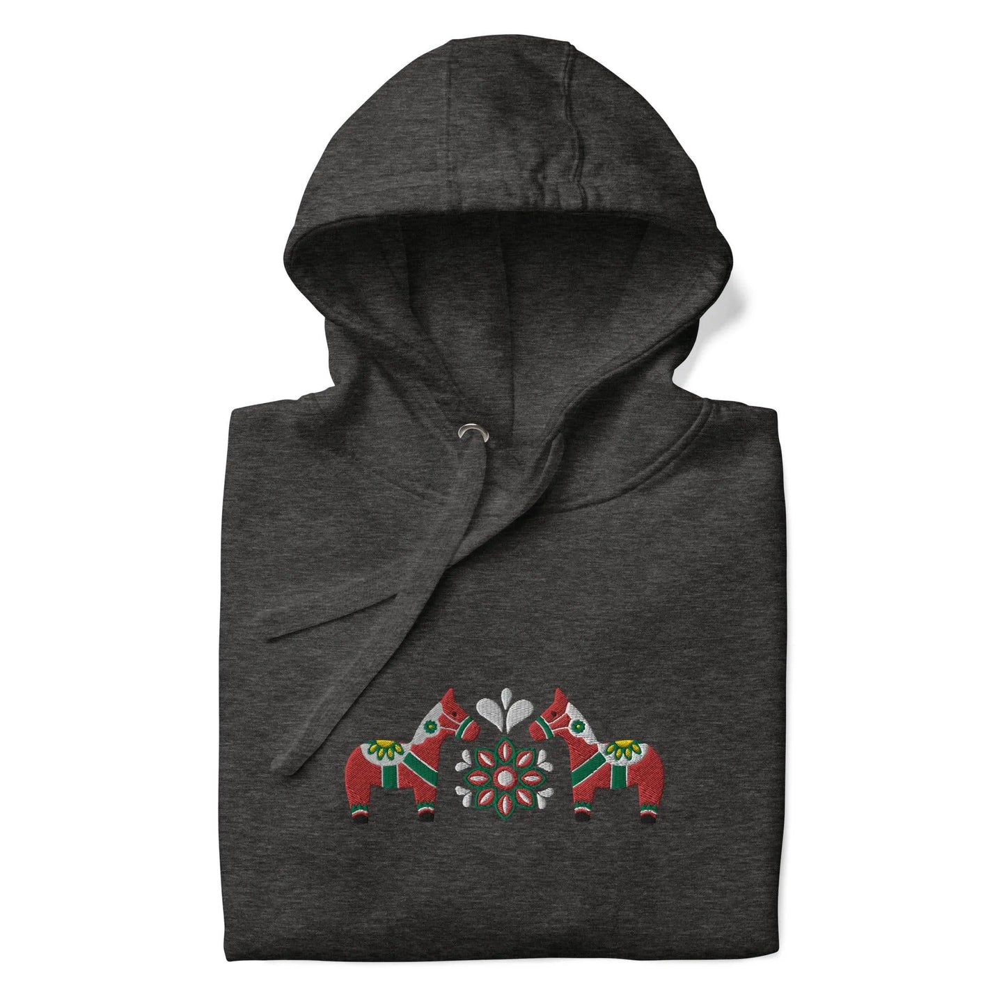 Swedish Red Dala Horse Embroidered Hoodie - The Global Wanderer