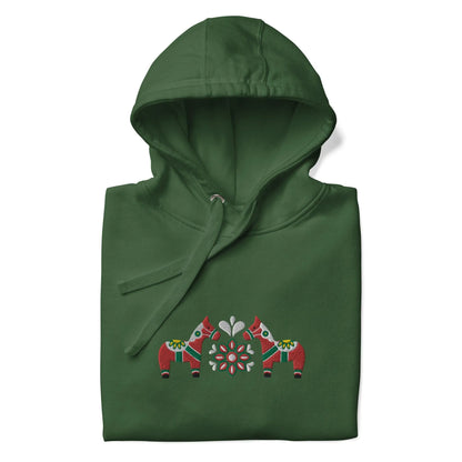 Swedish Red Dala Horse Embroidered Hoodie - The Global Wanderer