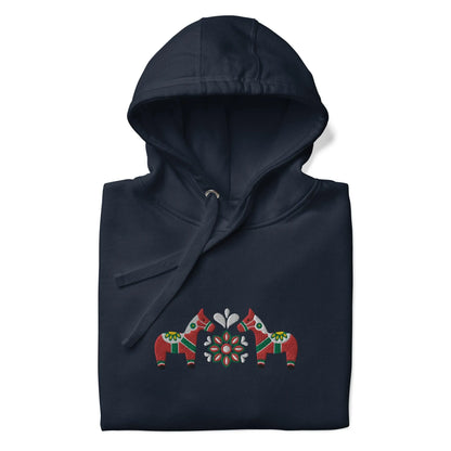 Swedish Red Dala Horse Embroidered Hoodie - The Global Wanderer