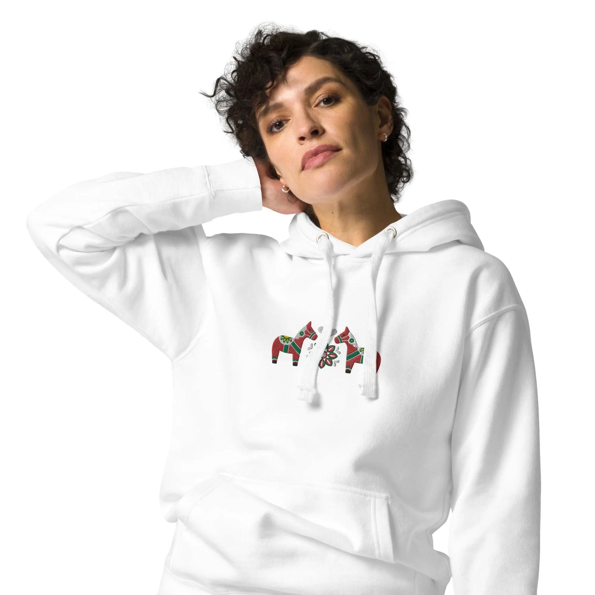 Swedish Red Dala Horse Embroidered Hoodie - The Global Wanderer