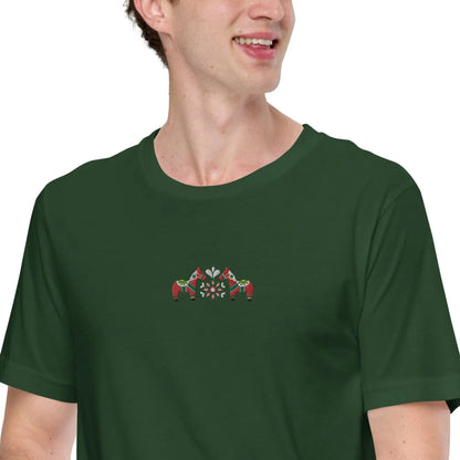 Swedish Red Dala Horse Embroidered T-Shirt - The Global Wanderer