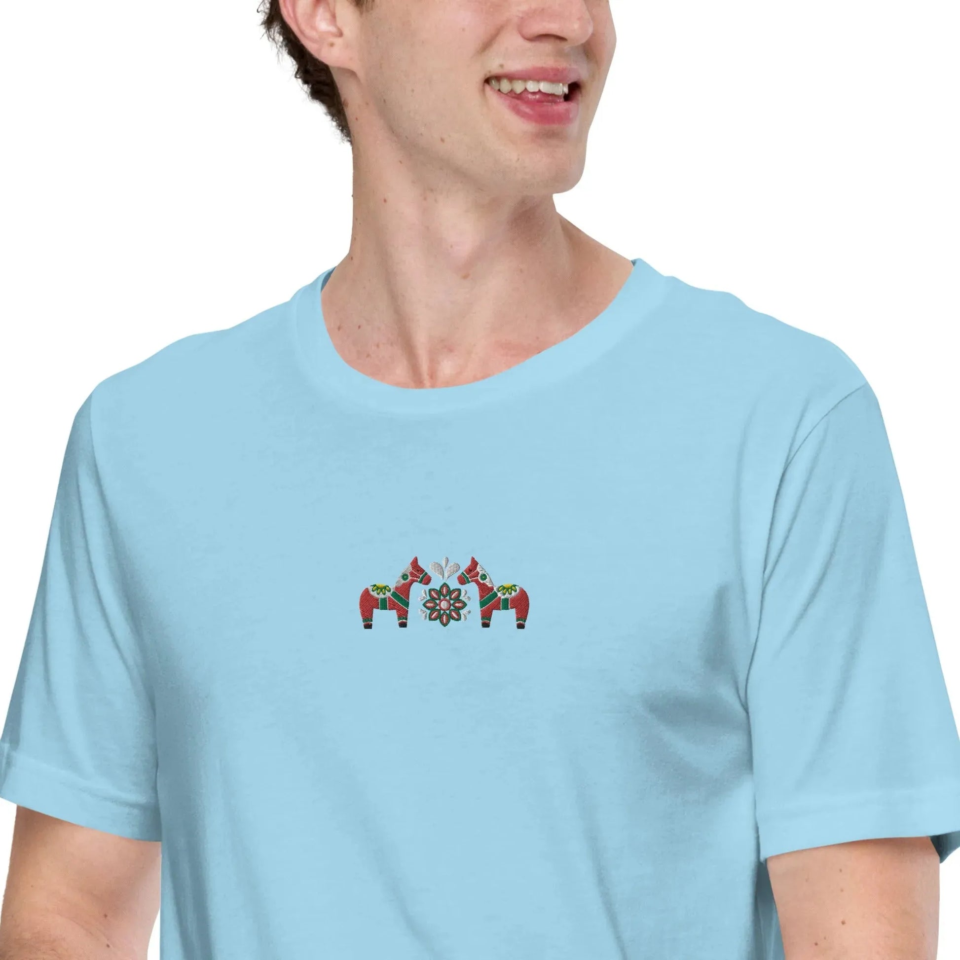 Swedish Red Dala Horse Embroidered T-Shirt - The Global Wanderer