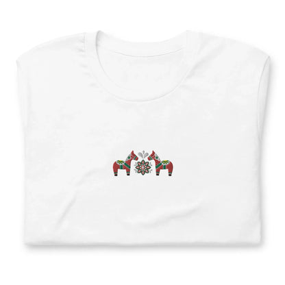 Swedish Red Dala Horse Embroidered T-Shirt - The Global Wanderer