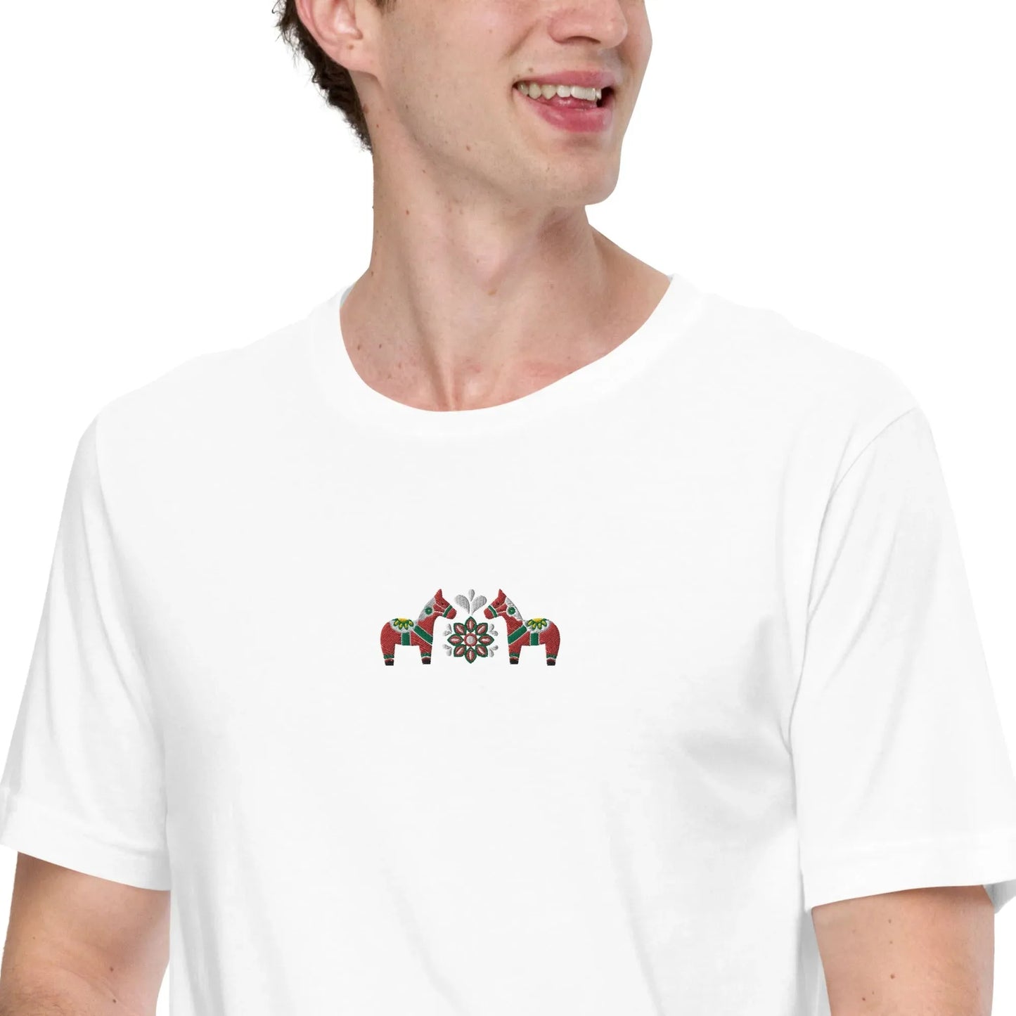 Swedish Red Dala Horse Embroidered T-Shirt - The Global Wanderer