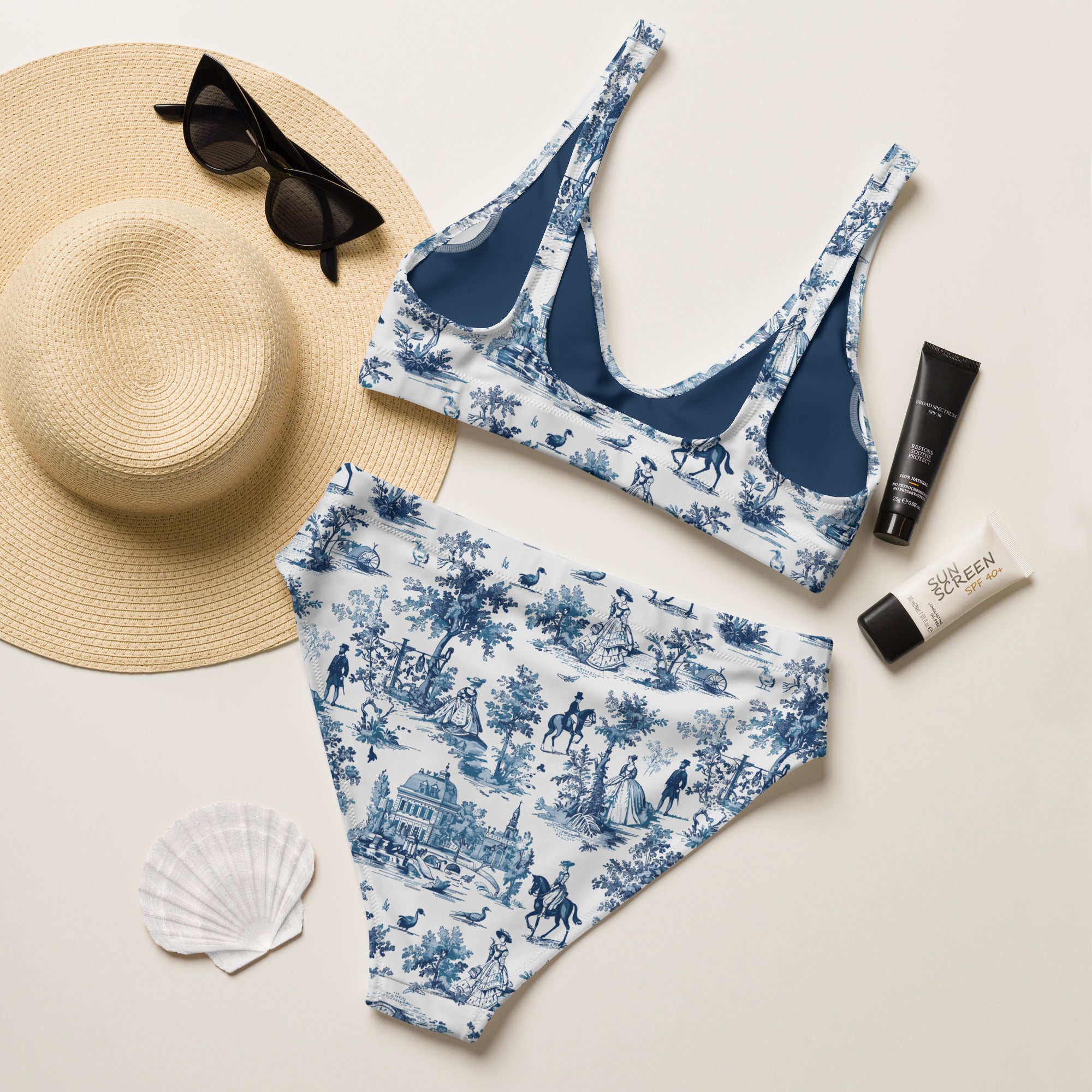 Toile de Versailles Recycled High-Waisted Bikini - The Global Wanderer