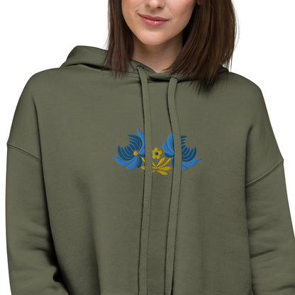 Ukrainian Folk Art Embroidered Cropped Hoodie - The Global Wanderer