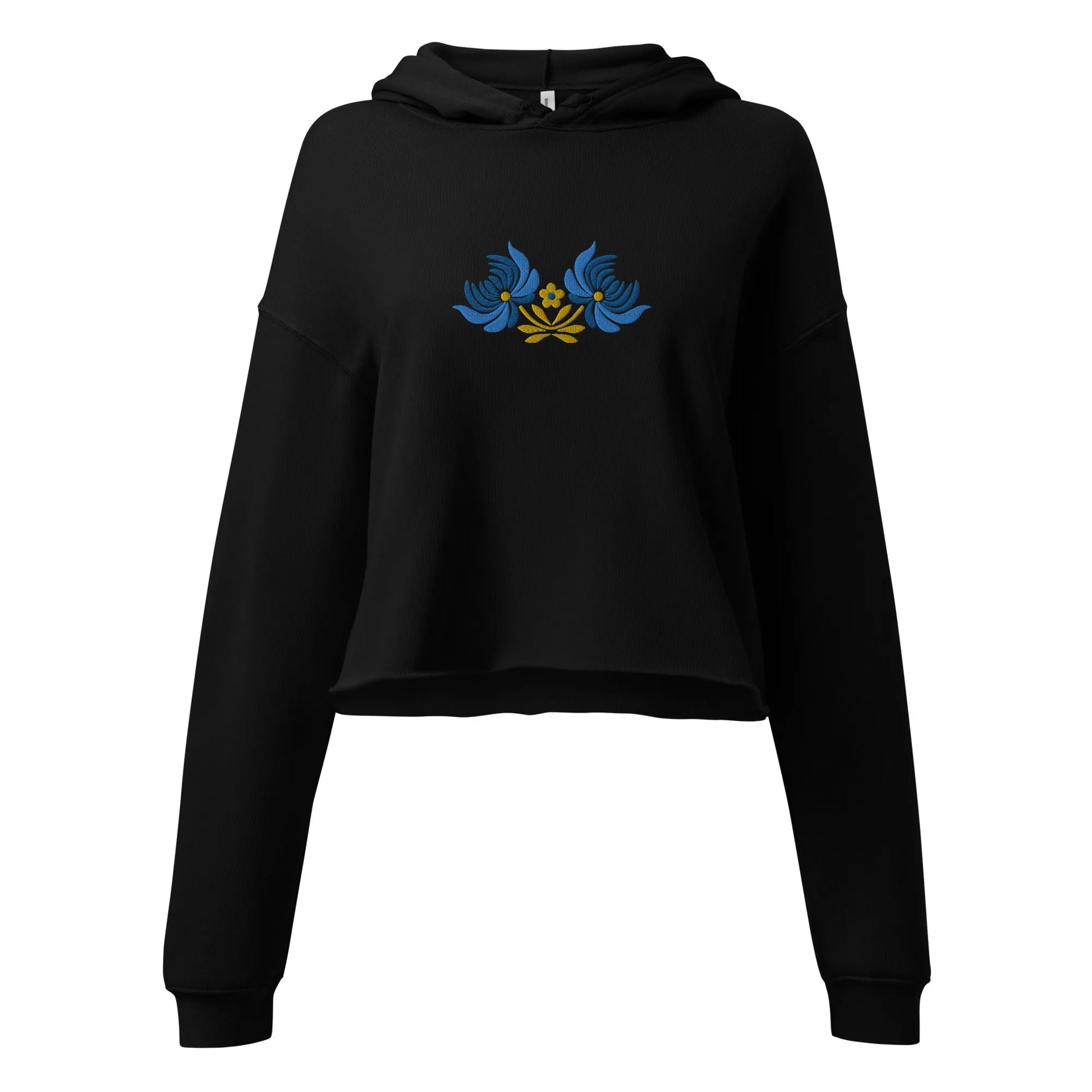 Ukrainian Folk Art Embroidered Cropped Hoodie - The Global Wanderer