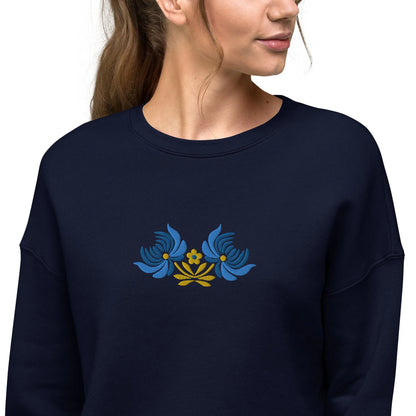 Ukrainian Folk Art Embroidered Cropped Sweatshirt - The Global Wanderer