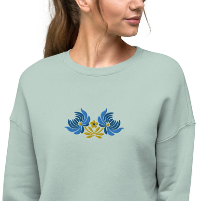 Ukrainian Folk Art Embroidered Cropped Sweatshirt - The Global Wanderer