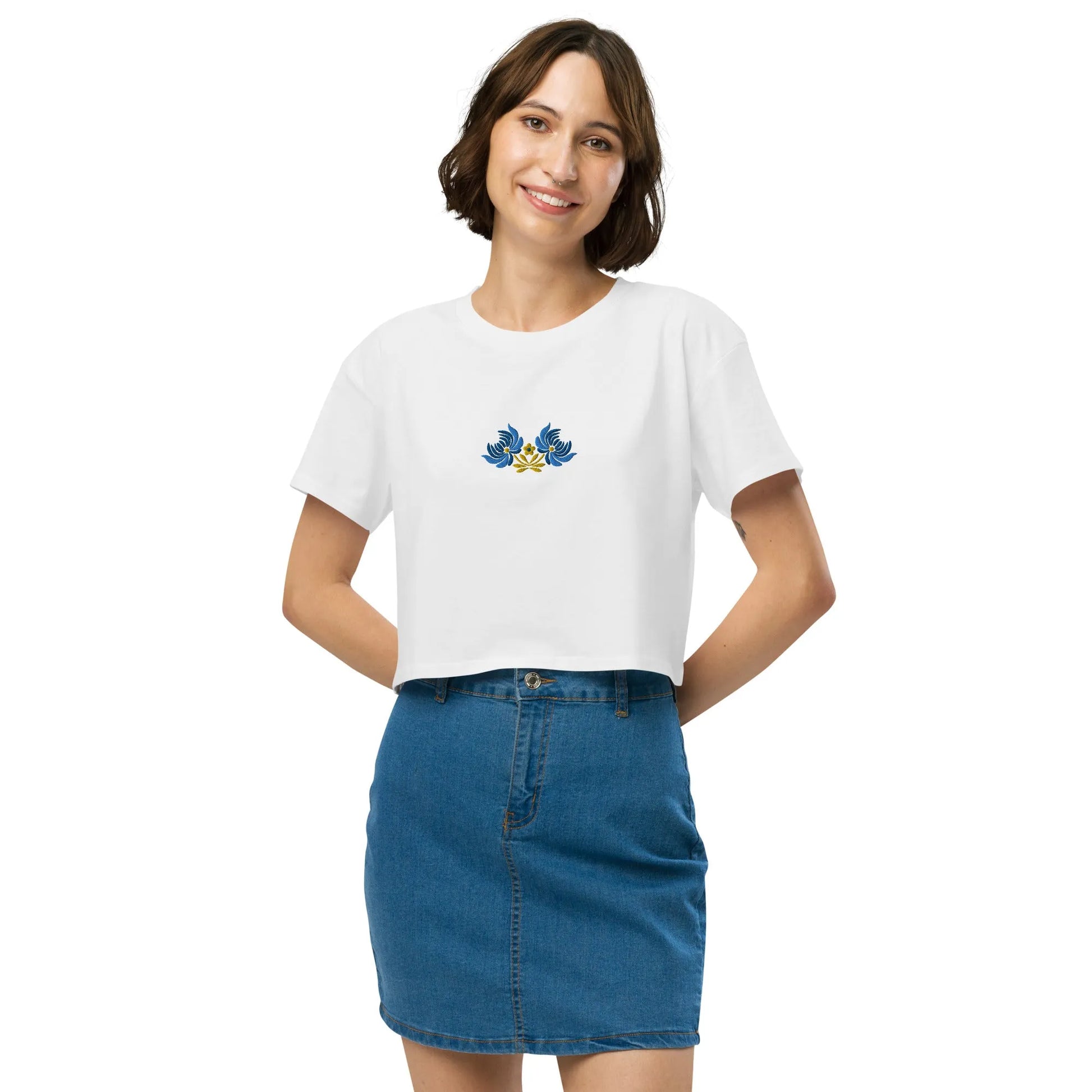 Ukrainian Folk Art Embroidered Cropped T-Shirt - The Global Wanderer