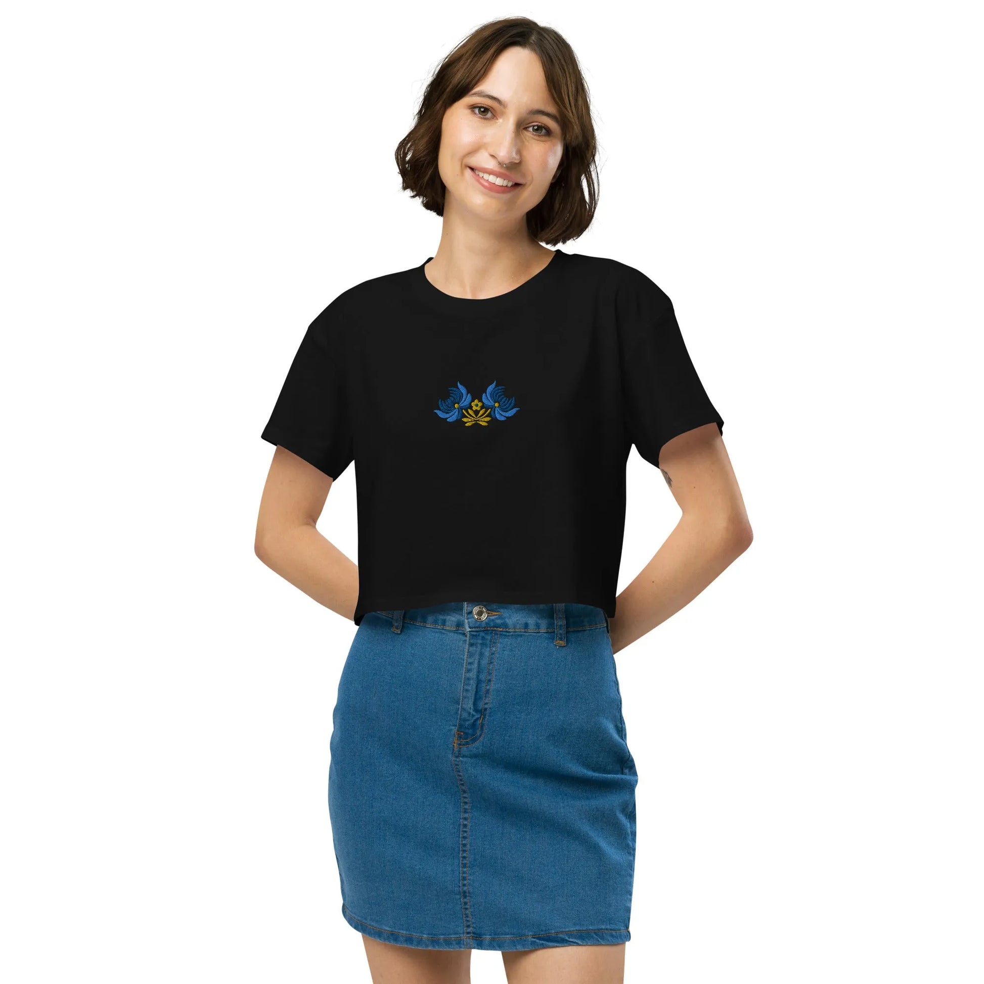 Ukrainian Folk Art Embroidered Cropped T-Shirt - The Global Wanderer