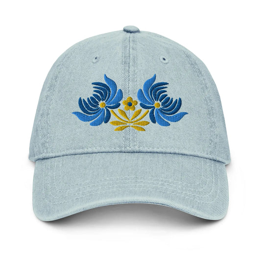 Ukrainian Folk Art Embroidered Denim Dad Hat - The Global Wanderer