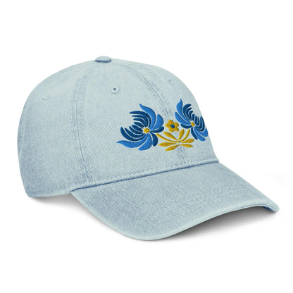 Ukrainian Folk Art Embroidered Denim Dad Hat - The Global Wanderer