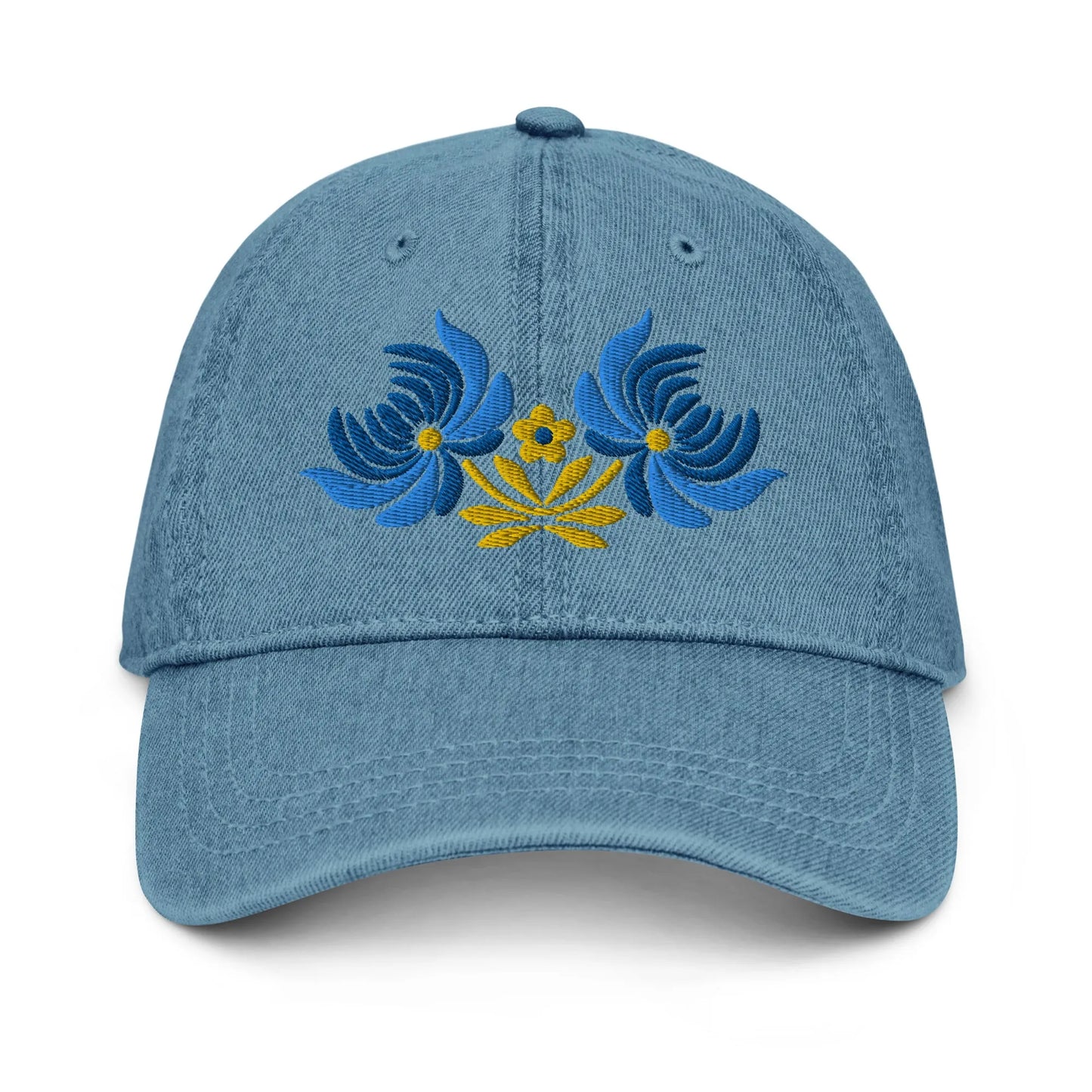 Ukrainian Folk Art Embroidered Denim Dad Hat - The Global Wanderer