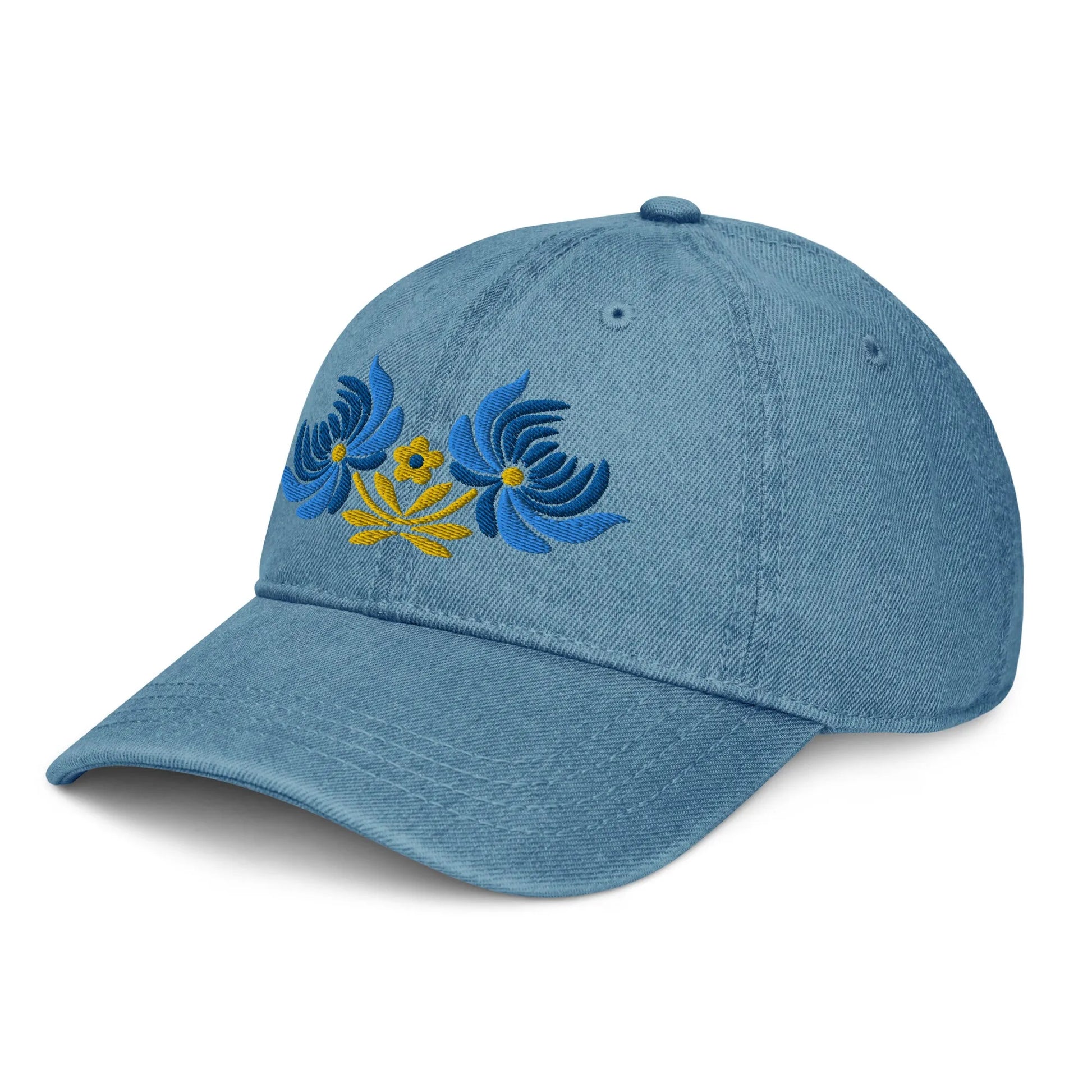 Ukrainian Folk Art Embroidered Denim Dad Hat - The Global Wanderer