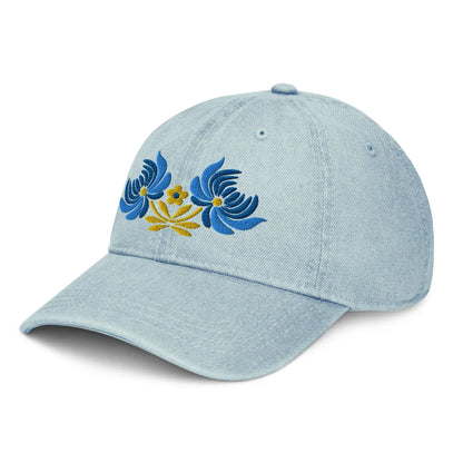 Ukrainian Folk Art Embroidered Denim Dad Hat - The Global Wanderer