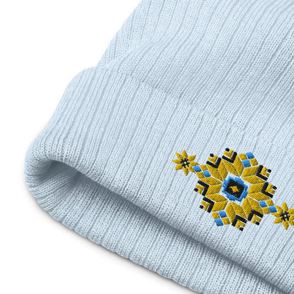 Ukrainian Vyshyvanka Motif Embroidered Beanie - The Global Wanderer