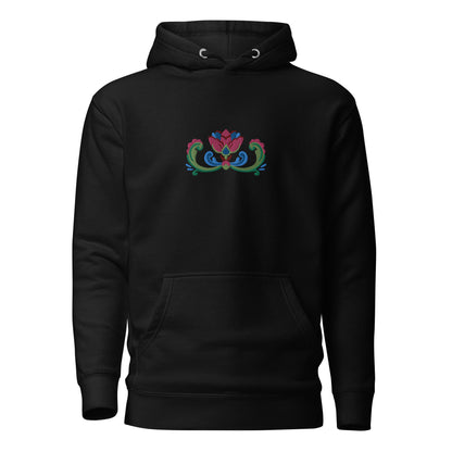 Norwegian Rosemaling Embroidered Hoodie - The Global Wanderer