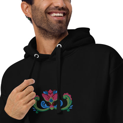 Norwegian Rosemaling Embroidered Hoodie - The Global Wanderer