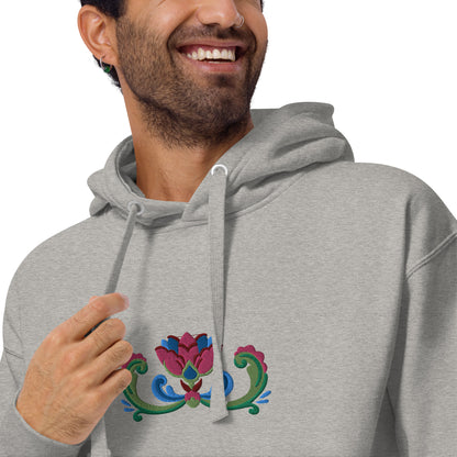 Norwegian Rosemaling Embroidered Hoodie - The Global Wanderer