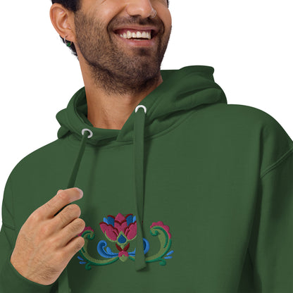 Norwegian Rosemaling Embroidered Hoodie - The Global Wanderer