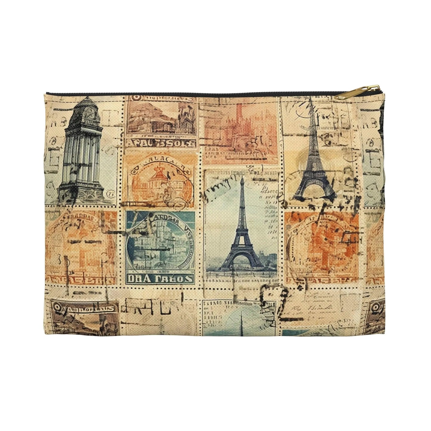 Vintage Travel Stamps Print Pouch - The Global Wanderer