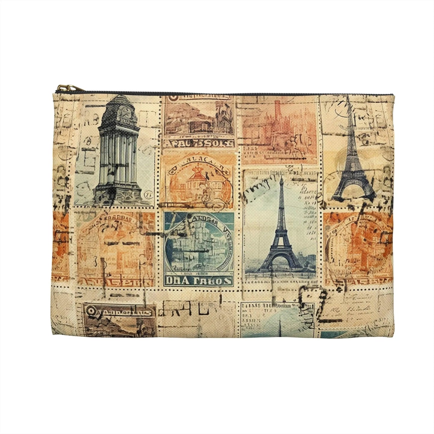 Vintage Travel Stamps Print Pouch - The Global Wanderer